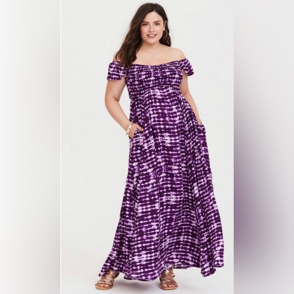Torrid Maxi Challis Off-Shoulder Dress